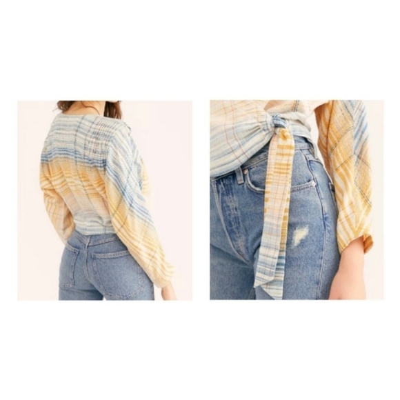 𝅺NWT Free People Maldives Surplice Wrap  Top Misty Size Large - Picture 3 of 10